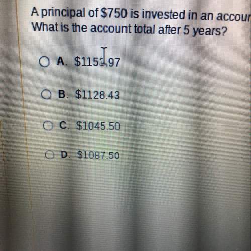 Aprincipal of 750$ is invested in an account at 9% per year simple interest. what is the account tot