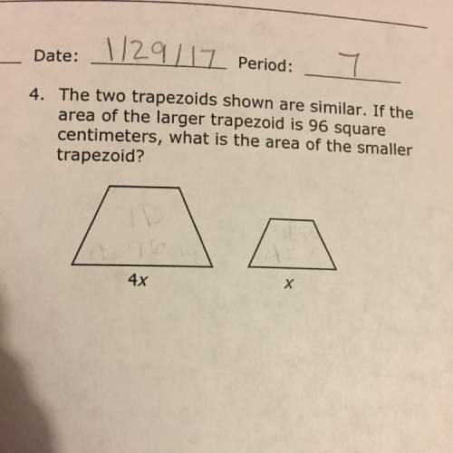 The two trapezoids shown are similar. if the area of the larger trapezoid is 96 square centimeters,