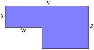 Note: figure is not drawn to scale. if x = 2 inches, y = 11 inches, w = 5 inches, and z