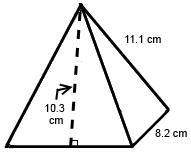 Which expression represents the total surface area, in square centimeters, of the square pyramid?