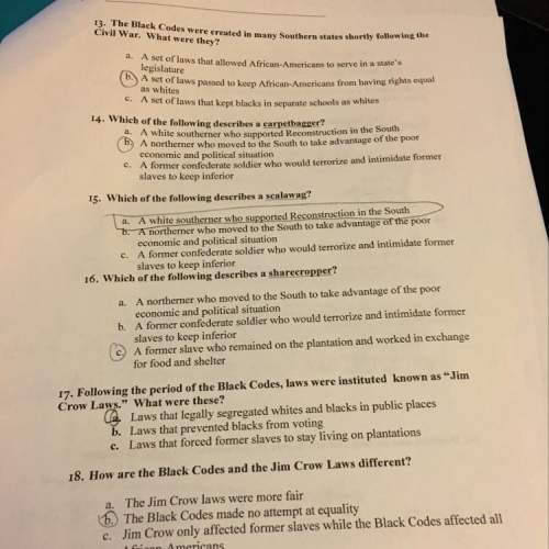 Can someone that did the reconstruction process for the civil war make sure my answers are right