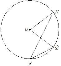 Circle o is shown below. the diagram is not drawn to scale? if angle r is 32, what is angle o?