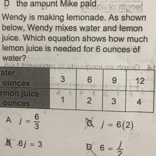 Wendy is making lemonade. as shown below, wendy mixes water and lemon juice . which equation shows h