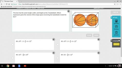 Easy 5 ! this box has the same length, width, and height as the 2 basketballs. which expression giv