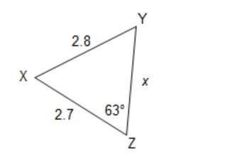 Which is the approximate measure of angle y? use the law of sines to find the answer.