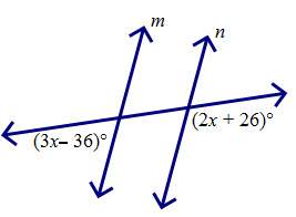 Find the value of x for which m parallel to n