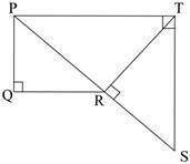Look at the figure. triangle pts has measure of angle pts equal to 90 degrees. ris a poi