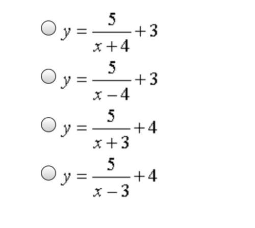 Will award brainliest! what is the equation of the function y=5/x translated 4 units to the left an