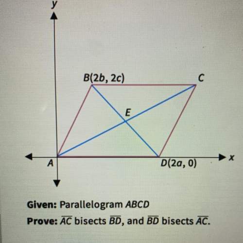 Given: parallelogram abcd prove: ac bisects bd, and bd bisects ac. (2a, 2b) (2a,