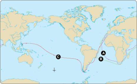 Me  which letter shows the route of vasco da gama?  a b