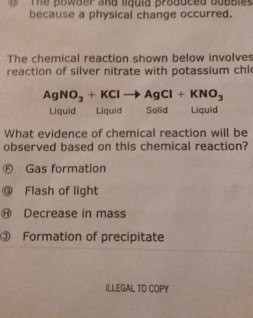 What evidence reaction will be observed based on this chemical reaction