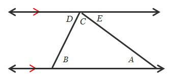 73 points  lines de and ab are parallel.  which angles are congruent?