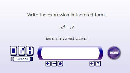 Write the expression in factored form. m^4 - n^2