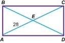 What is the length of bd, given that figure abcd is a rectangle and ae = 28? a. 56 b. 14 c. 7 d. 28