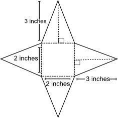 The net of a square pyramid is shown below:  what is the surface area of the