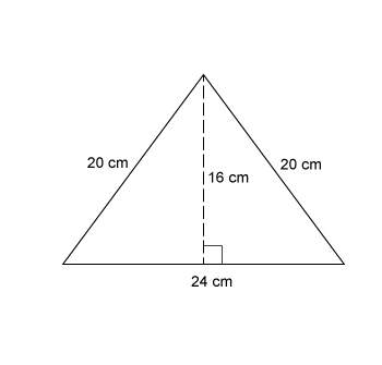 What is the area of the triangle?  a. 384 cm2 b. 240 cm2 c. 192 cm2 d.