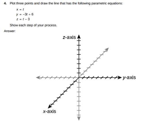 Plot three points and draw the line that has the following parametric equations:  x = t