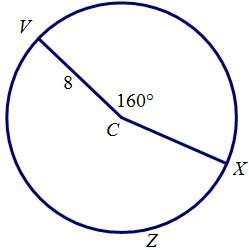 Find the length of arc vzx in circle c