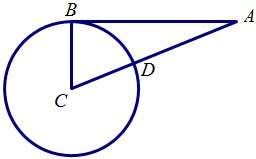 In the diagram, line ab is tangent to circle c , ab = 4 inches, and ad = 2 inches. find the radius o