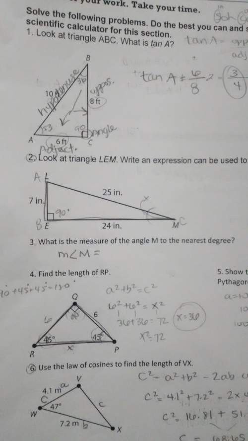 Look at triangle lem. write an expression that can be used to find the measure of angle m?