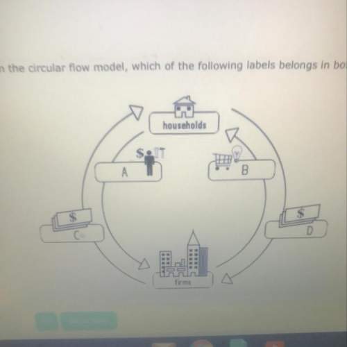 In the circular flow model which of the following labels belongs in a box c?  goods and