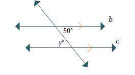 Two parallel lines are crossed by a transversal. what is the value of y?  y