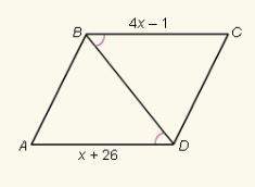 Find the value of x which abcd must be a parallellogram?  x =