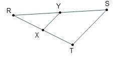 Consider △rst and △ryx. if the triangles are similar, which must be true?  a. ry/y