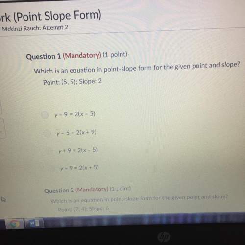 Which is equation in point slope form for the given point and slope. point5,9 slope2
