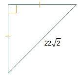 The hypotenuse of a 45°-45°-90° triangle measures units. what is the length of one leg of the triang