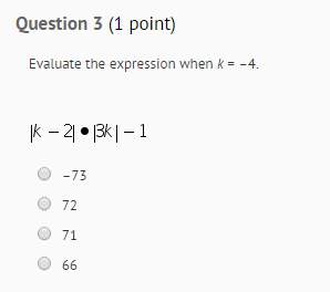 Evaluate the expression when k= -4.