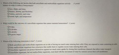 2. what would be the outcome of an unicellular organism that cannot maintain homeostasis?