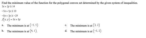 Find the minimum value of the function for the polygonal convex set determined by the given system o