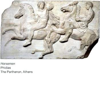 Which of the following are characteristics of ancient greek relief sculpture?  a.sculptu