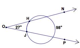 Determine the degree measure of arc hj. a) 27° b) 35.5° c) 44° d) 62.5°