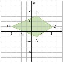 Geometry figure abcd was reflected across the x-axis to create figure a'b'c'd'.