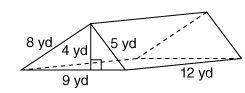 How much fabric is needed to make a tent in the shape of a triangular prism with the following measu