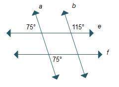Asap ! horizontal lines e and f are intersected by lines a and b. at the intersection of lines a and