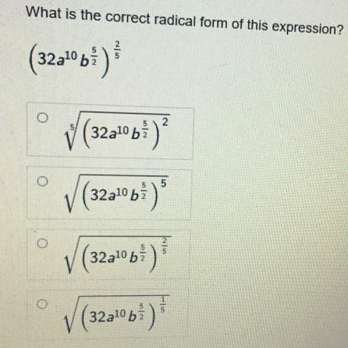What is the correct radical form of this expression? (32a^10b^5/2)^2/5