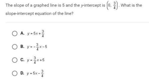 The slope of a graphed line is 5 and the y-intercept is (0,3/4), what is the slope-intercept equatio