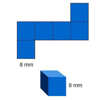 Acube and the net for the cube are shown. what is the surface area of this cube?