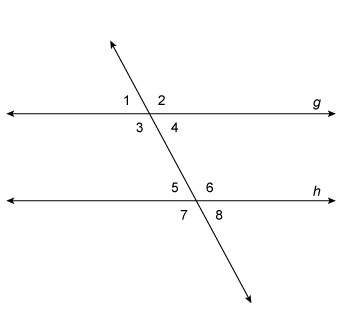 Lines g and h are parallel and m 1 = 65°.  what is m 8?  a.