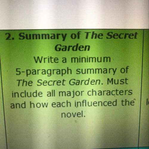 Ineed a 5 paragraph summary of the secret garden