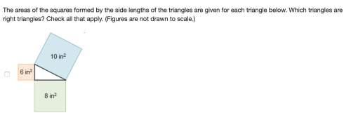 The areas of the squares formed by the side lengths of the triangles are given for each triangle bel
