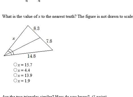 5. what is the value of x to the nearest tenth? the figure is not drawn to scale. a) x=15.7