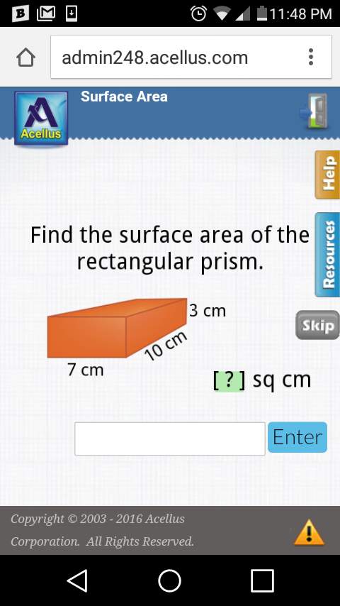 (quick ) ! find the surface area of the rectangular you