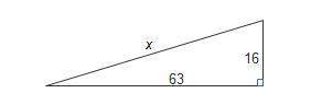 13+7 ! !  which equation can be used to find x, the length of the hypotenuse of the right tr