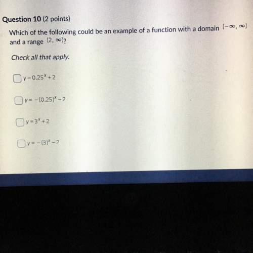 Question 10  to the following could be an example of a function with a domain negative infinit