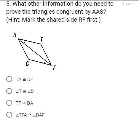 Will give max 2. which method can be used to prove the two triangles congruent?  1 poi