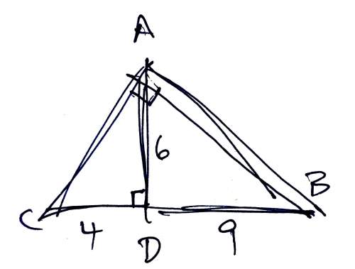In the given triangle abc, angle a is 90° and segment ad is perpendicular to segment bc.